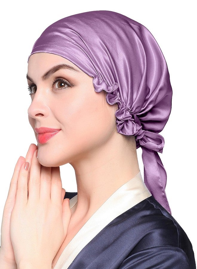 LilySilk Silk Bonnet for Sleeping Womens Sleep Cap 100% 19MM Mulberry Silk for Long Curly Hair Adjustable Stretchy Lavender - Image 1